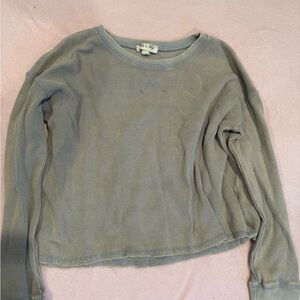 She + Sky Olive Green Waffle Knit Sweatshirt